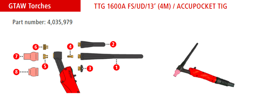 TTG1600A AccuPocket TIG Torch