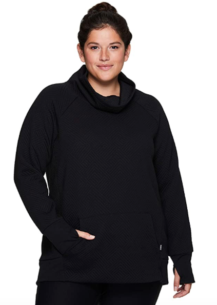 quilted cowl neck sweatshirt