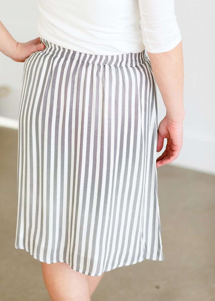 Modest Womens Front Stripe Button Skirt Inherit Clothing Company