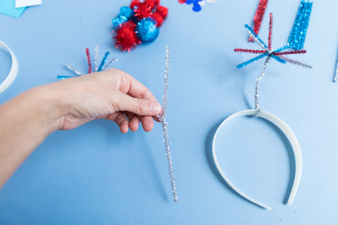 Create Silver Fuzzy Sticks Headband