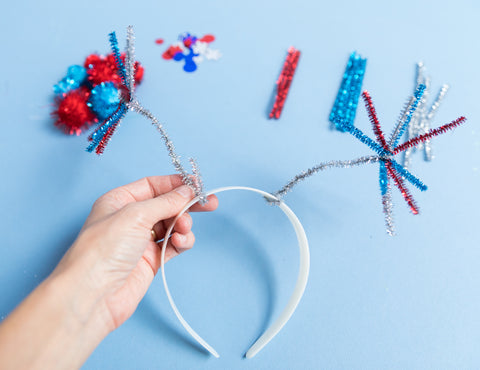 DIY Silver Fuzzy Sticks Headbands