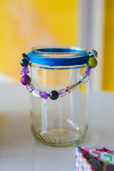 Bead And Wire Wrapped Glass Jar