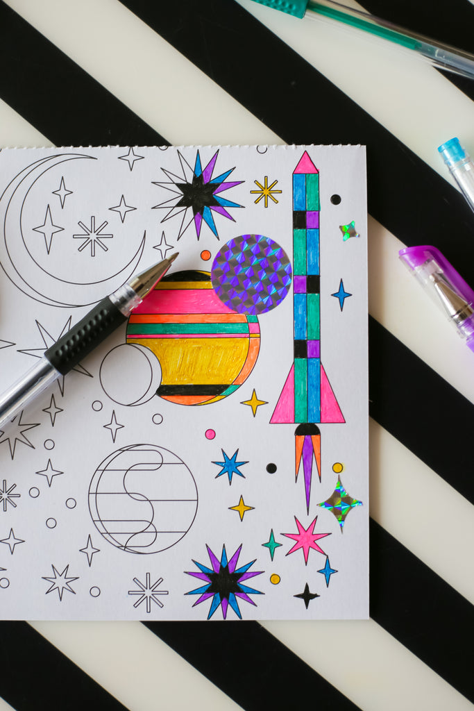 Coloring Bookmark Pen, Mixed Color Stars & Shapes