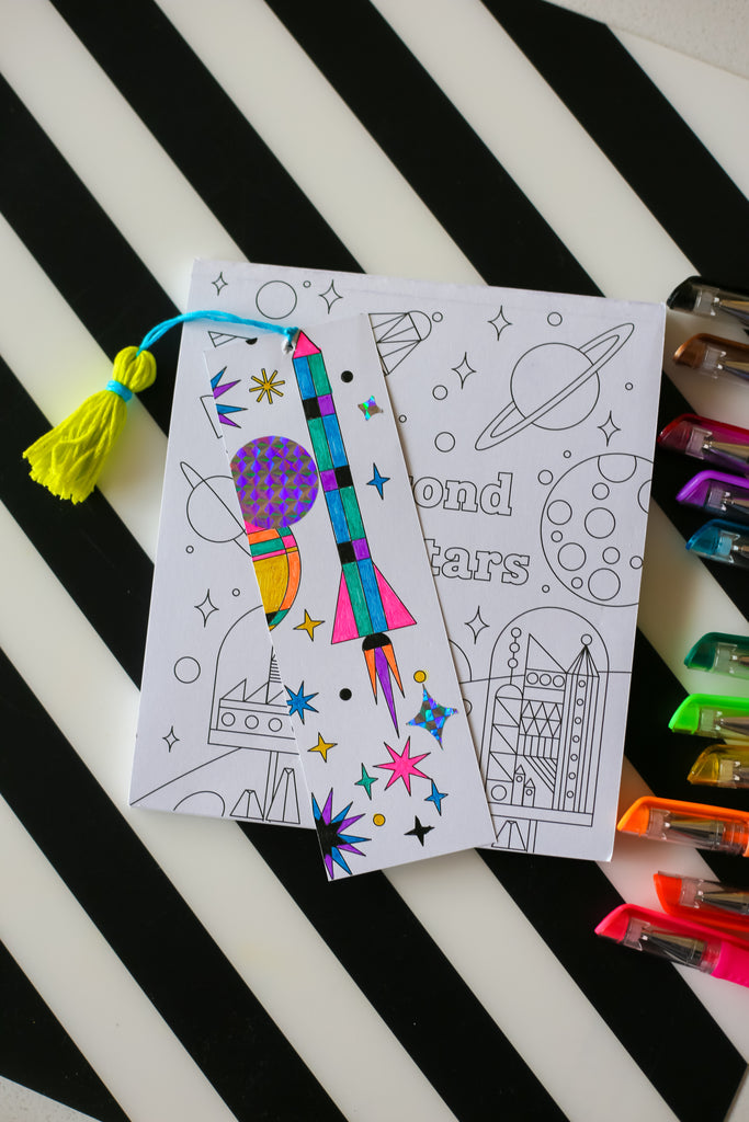 Coloring Bookmark Rocket Design