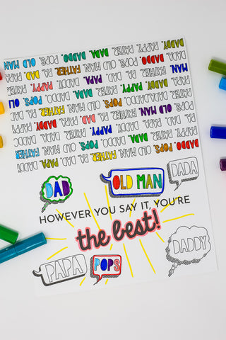 DIY Kids Colorfull Text Art For Dad