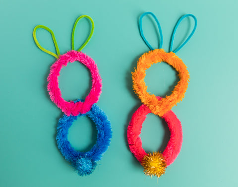 Easter Fuzzy Stick Bunny DIY Two Rings With Pom Pom