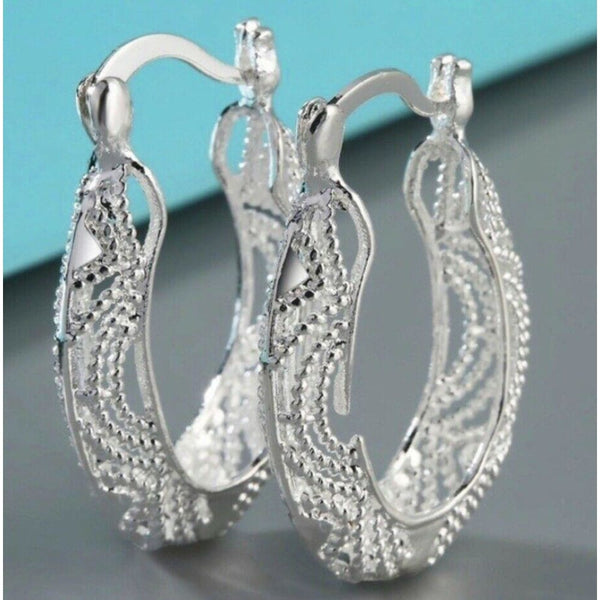 925 Sterling Silver Hollow Hinged Polished Fancy Oval Hoop Earrings Measures 41x33mm Wide Jewelry Gifts for Women 