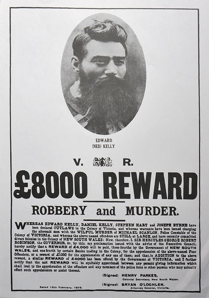 ned kelly wanted poster 1879 reward