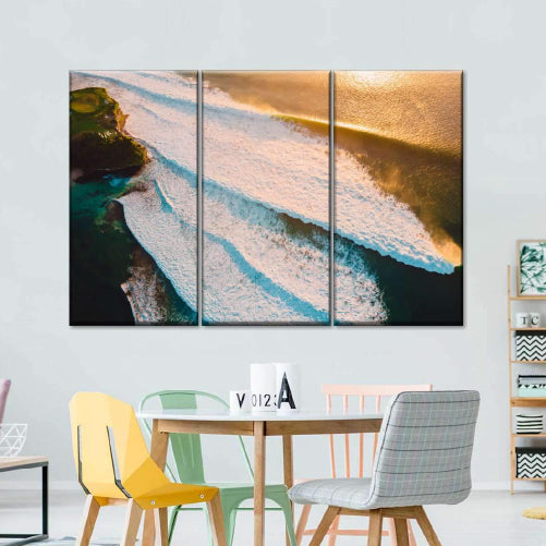 Big Waves Nightfall Multi Panel Canvas Wall Art