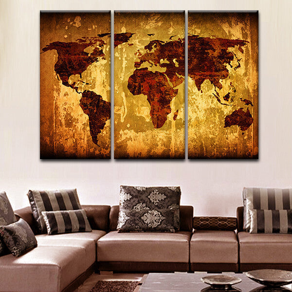 Vintage World Map Multi Panel Canvas Wall Art Elephantstock