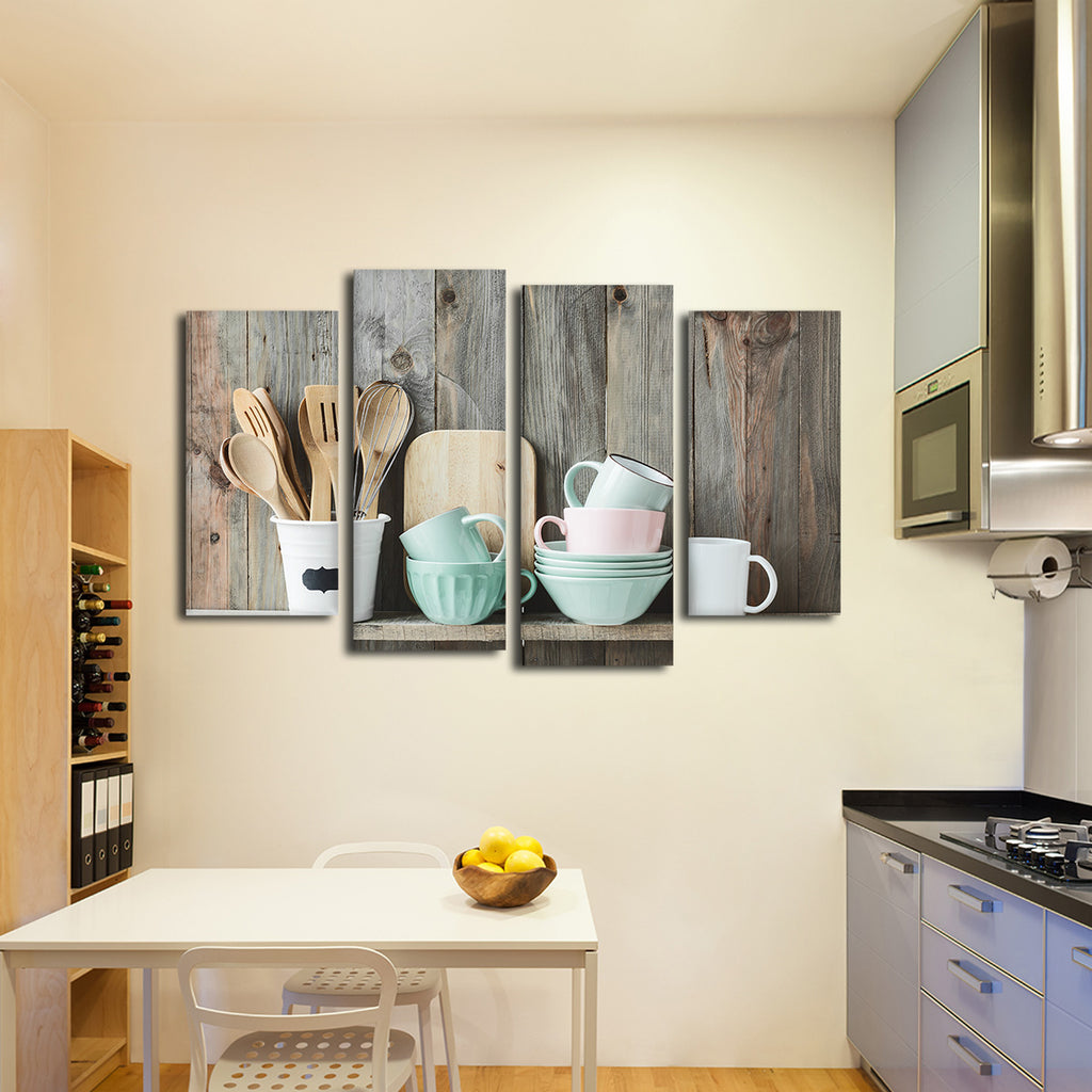 Shabby Chic Kitchen Multi Panel Canvas Wall Art | ElephantStock