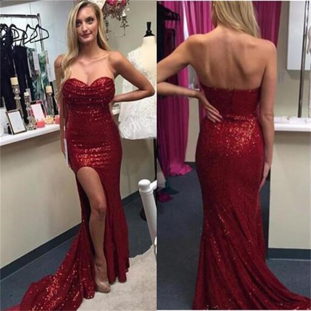 gold and red sequin dress