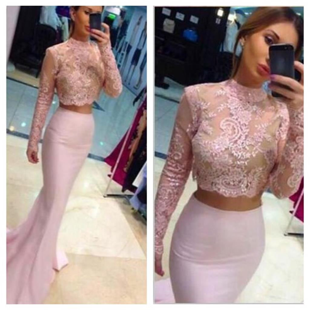 tight long sleeve prom dress