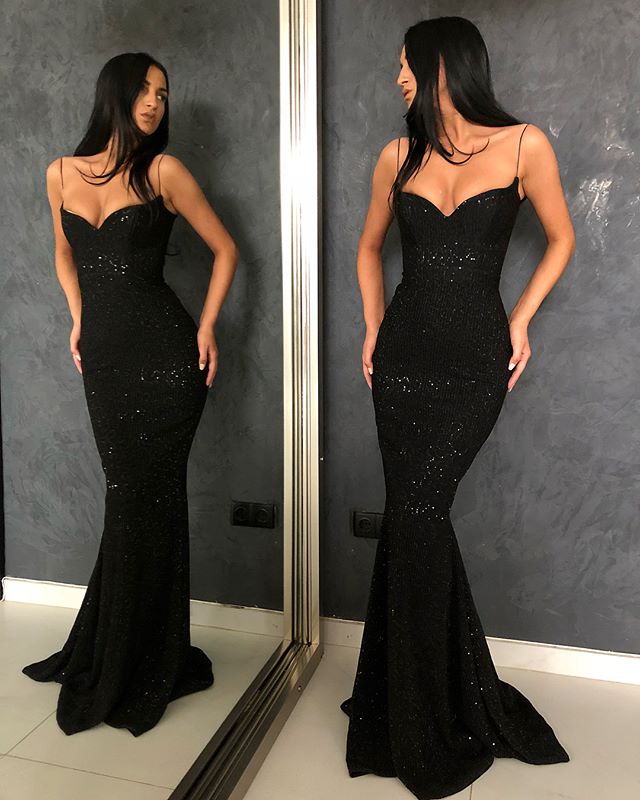 black sparkly evening dress