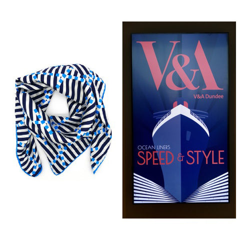 V and A Speed and Style exhibition poster and Breton Signal Scarf