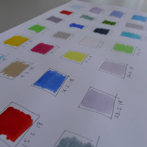 Niki Fulton colour diary showing small squares of colour chosen each day