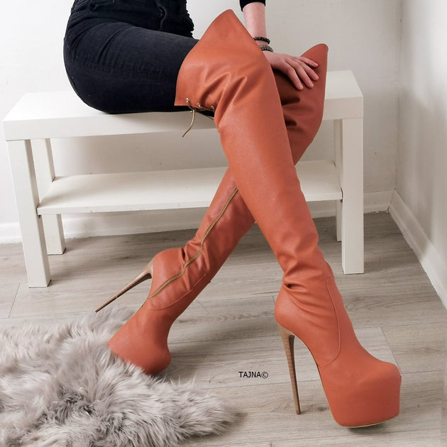 over the knee high boots with heel