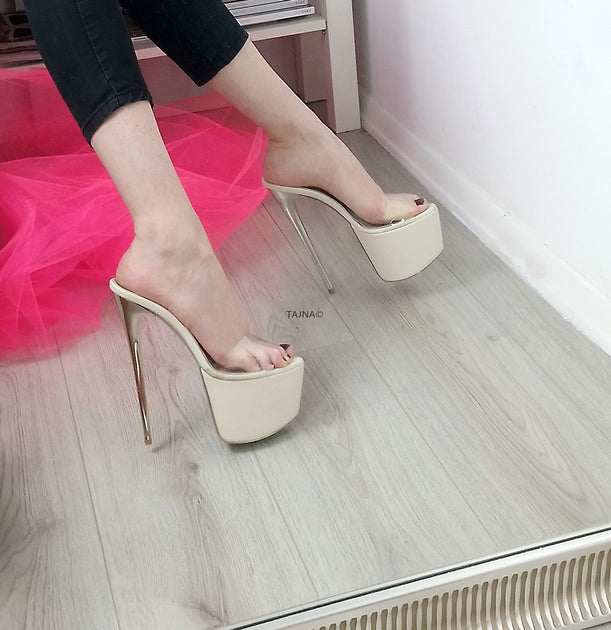 nude heeled mules