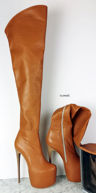 tan leather thigh high boots