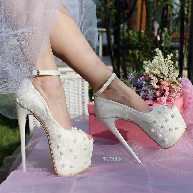 Pearl Platform Bridal Shoes – Tajna Club