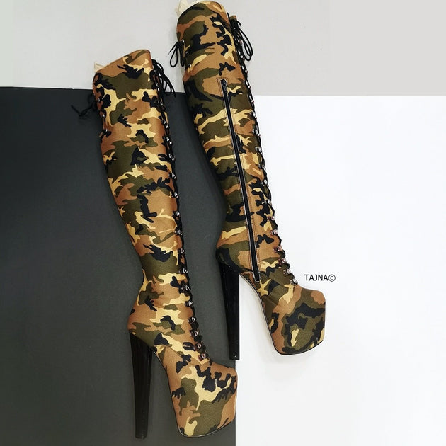 Camouflage Military Style Knee High 
