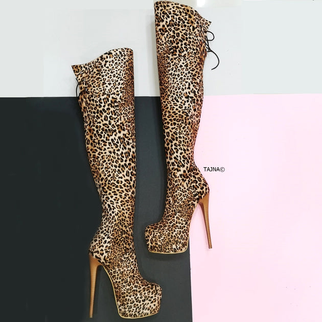 leopard boots knee high