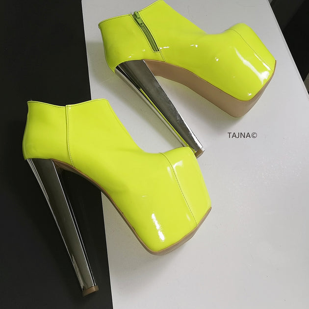 neon yellow platform heels