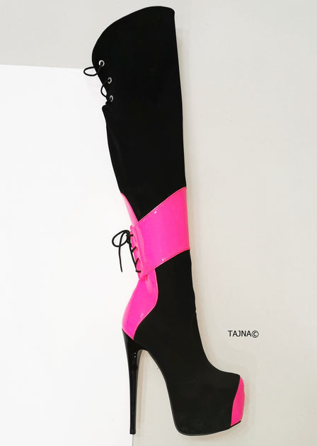 pink knee high boots