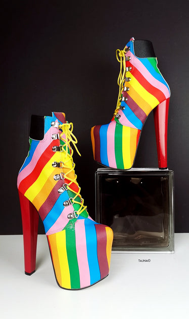 rainbow high heel boots