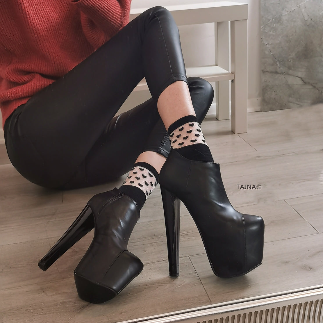 Hidden Platform Black Ankle Booties Tajna Club