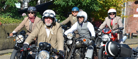 four riders in tweed arrive at Dukes 92
