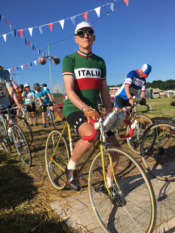 italian rider on legnano roma vintage cycle at Eroica Britannia 2017 Derbyshire L'Eroica