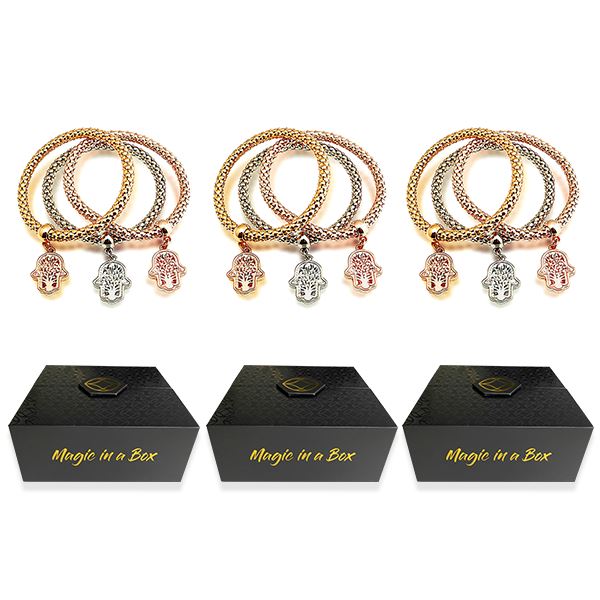 Magic in a Box - 3 Tree of Life Hamsa Edition Charm Bracelets Gift Set