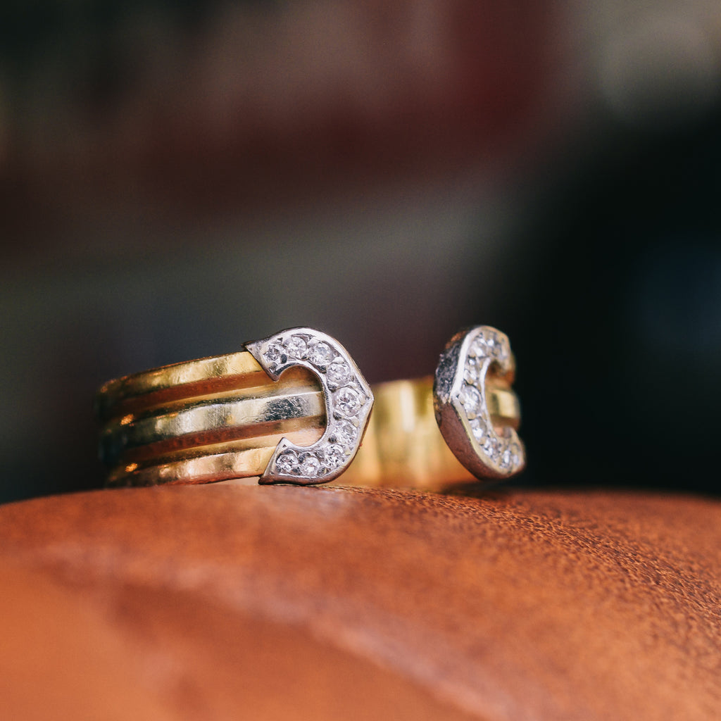 cartier double c diamond gold ring