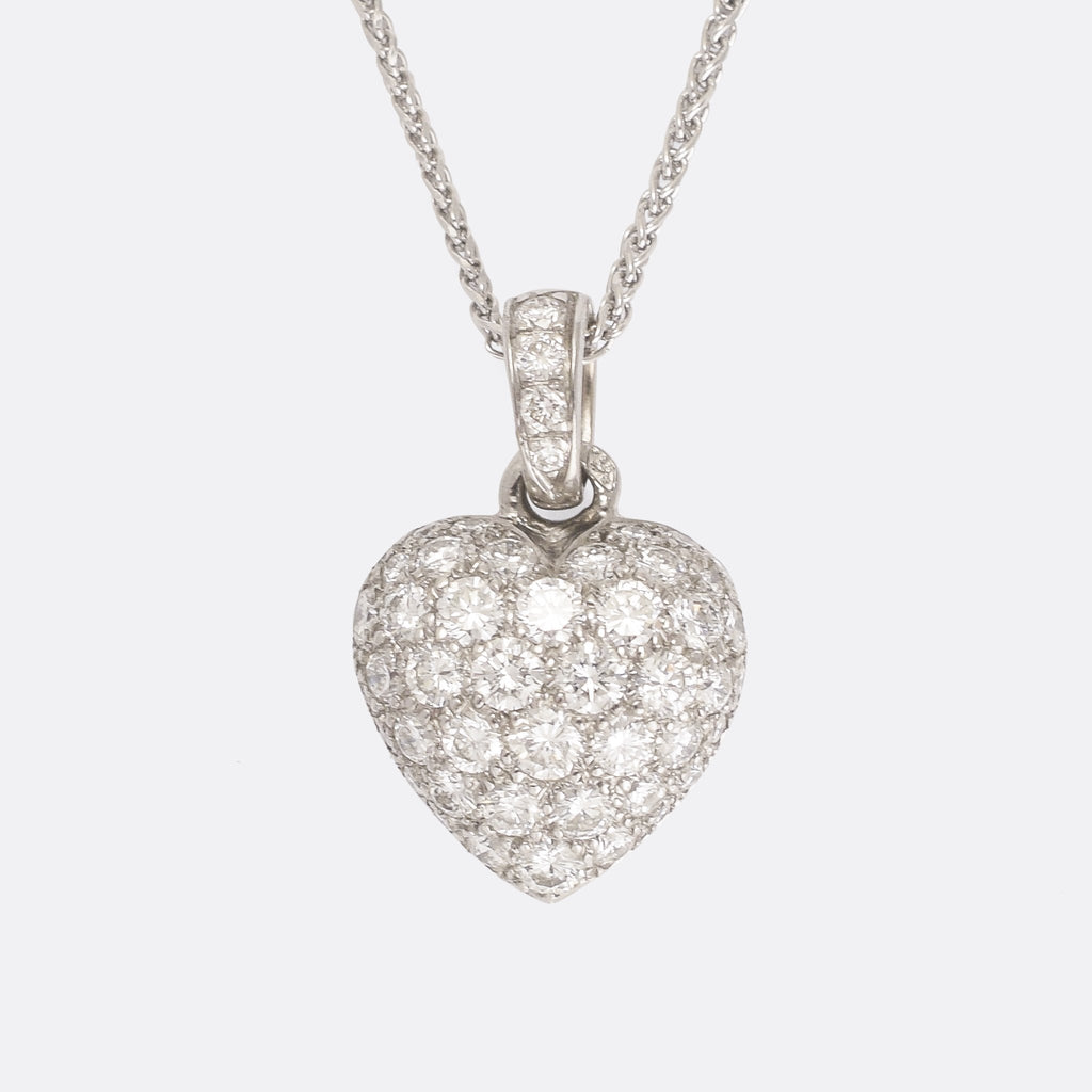 cartier pave diamond heart necklace