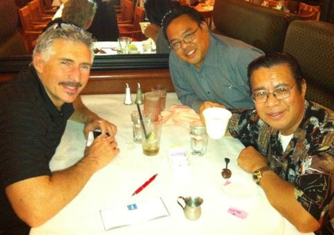 Kingstone CEO Art Ayris  with veteran Kingstone artist Danny  Bulanadi and his agent Frank Baldevarona