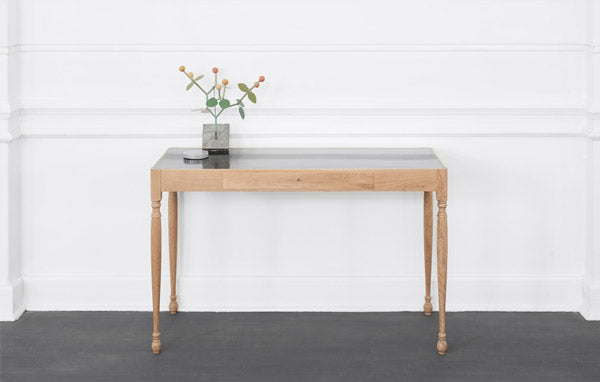 James Mudge desk. The solid wood furniture is available at Sarza home goods, furniture & décor store in Rye