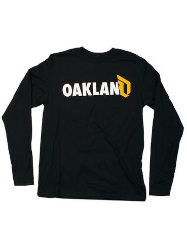LS black tee with Dame logo as D in Oakland