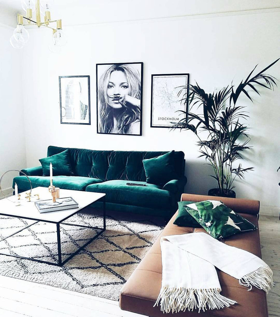 minimal bold velvet palms kate moss scandinavian interior