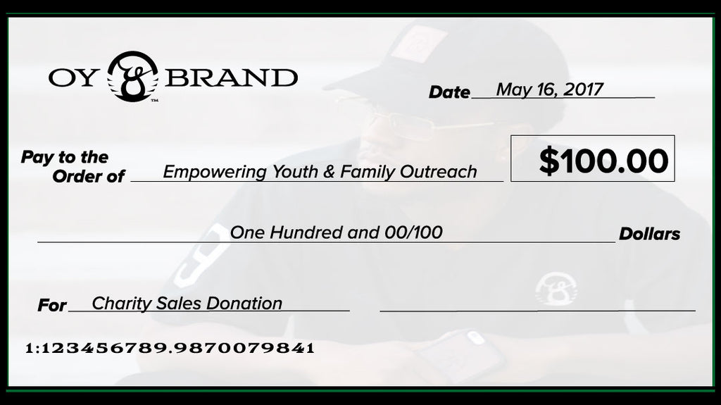 charity check from oy brand to eyfo
