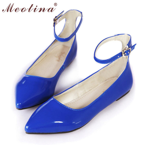 blue patent leather flats