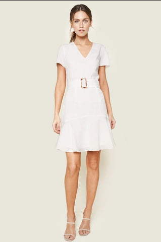 Carolina Belted Mini Dress - White