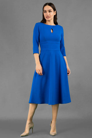 Casares 3/4 Sleeve Swing Dress - Cobalt Blue