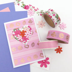 Pink Floral Washi Tape Card