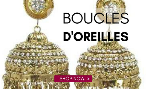 Acheter Boucles d'oreilles Indiens Bollywood Pierres Perlés Pas Cher