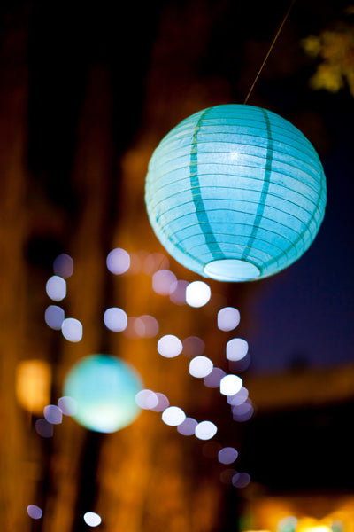 blue paper lanterns