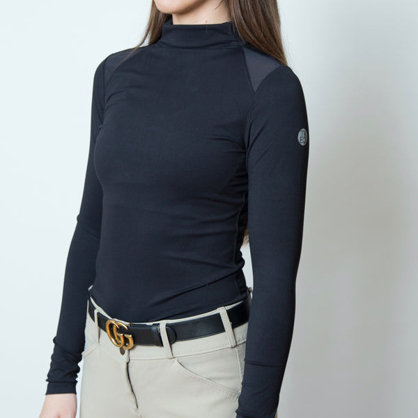 The 'CHLOE' High Collar Technical Top | Classic Black