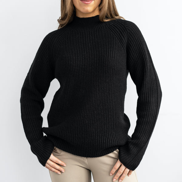 Knit High Collar Sweater | Classic Black