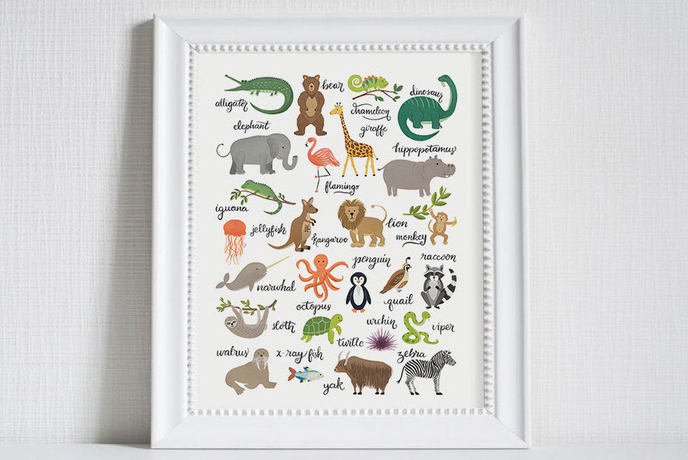 Animal Alphabet Chart - Art Print – LoveLight Paper