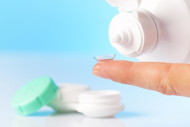 cleaning of contact lenses